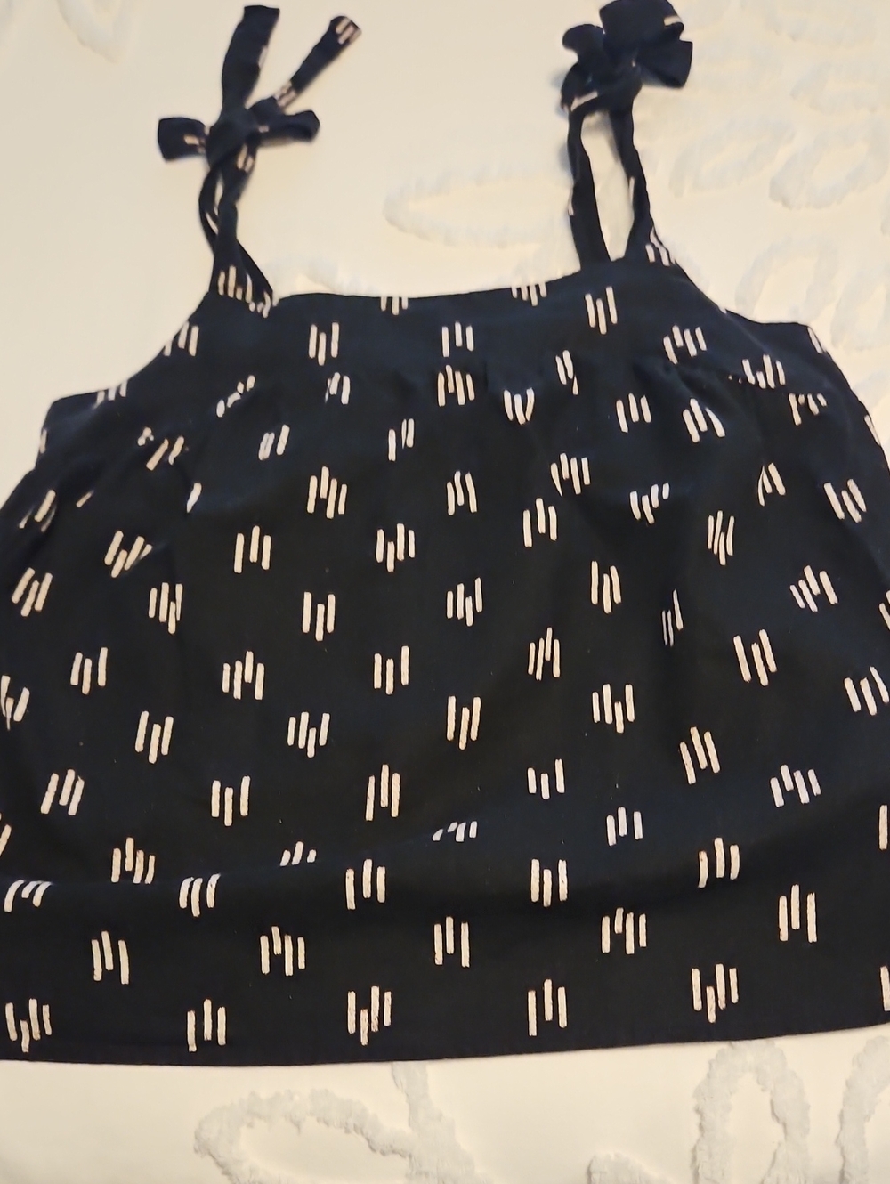 Sonoma Black Camisole with Cream Dash Print and Tie Straps